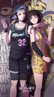 Safebooru - 2girls akagi haruko ayako (slam dunk) backwards 