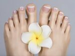 Free Photo Beautiful female feet with the french pedicure on