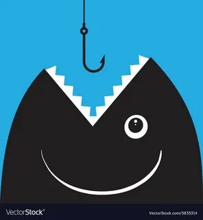 Fish open mouth to swallow a hook Royalty Free Vector Image