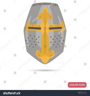 Crusader Helmet Color Flat Icon Web Stock Vector (Royalty Fr