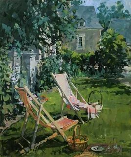 Susan Ryder Deck chairs, Oil on canvas, Painting