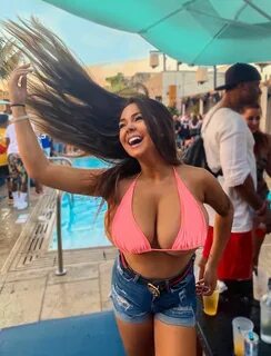 Beautiful girl with huge boobs burst out her bra