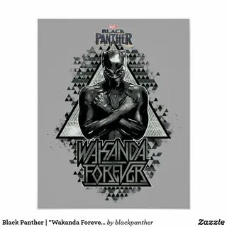 Black Panther "Wakanda Forever" Graphic Poster Zazzle.com Gr