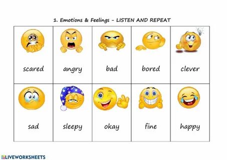 1. Emotions and feelings - LISTEN AND REPEAT worksheet