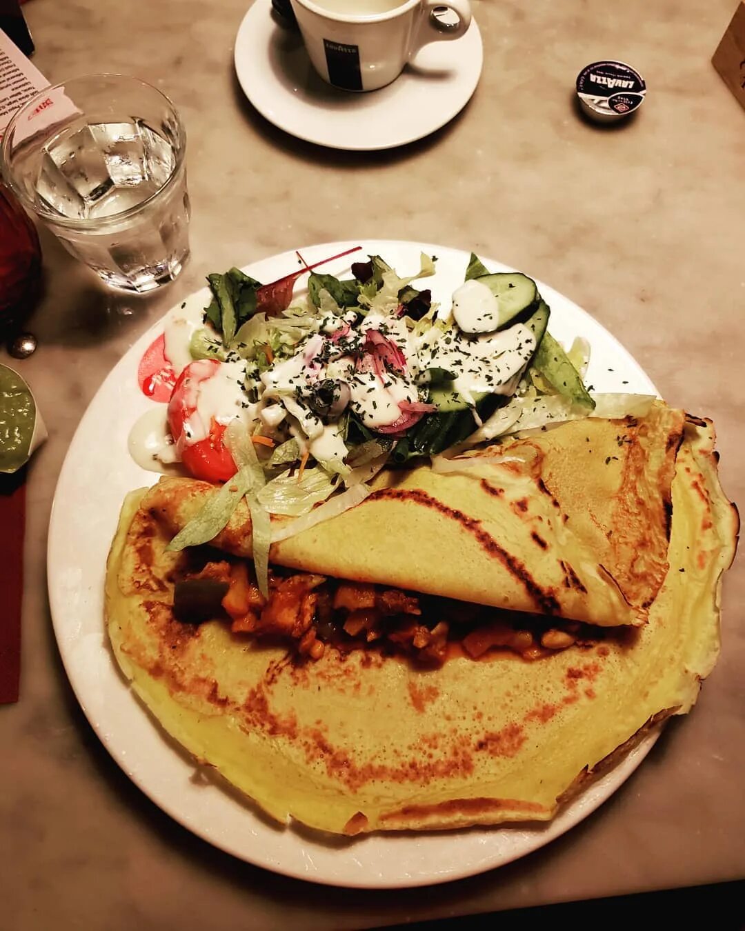 This is the Mexican pancake, full of chicken, veggies and…” 