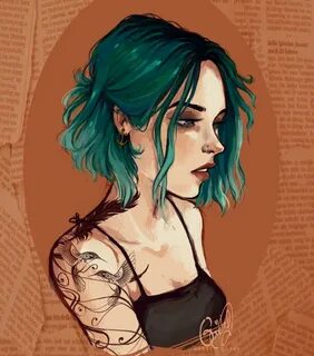 short green hair Character inspiration, Art girl, Character 