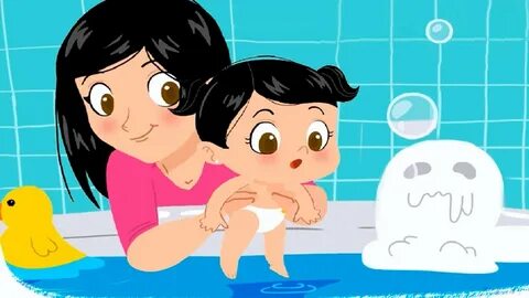 Baby Bath Time - Mother and Cute Baby Bathing Animation Stor