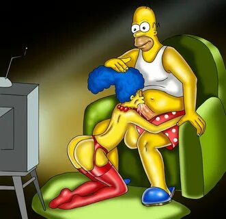 Xbooru - blue hair hair homer simpson marge simpson rzhevski