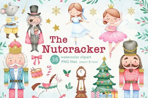Nutcracker Ballet Christmas Watercolor Clipart, Xmas PNG (17