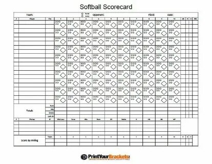 Printable Softball Scorecards - Softball Score Sheet Basebal