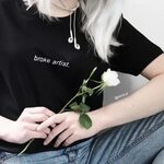 Fashion Summer T Shirt Women Broke Artist Letters Print Tee 