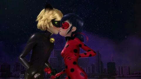 Thanks for the rose, Kitty LadyNoir kiss Miraculous LadyBug 