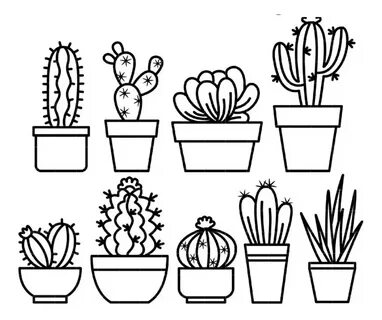 Kit De Imágenes Cactus Para Pintar Outline - $ 99 Dibujos de