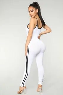 Post Gym Selfie Jumpsuit - White White jumpsuit, Jumpsuit, F