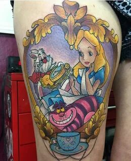 Alice in wonderland tattoo on the thigh Wonderland tattoo, D