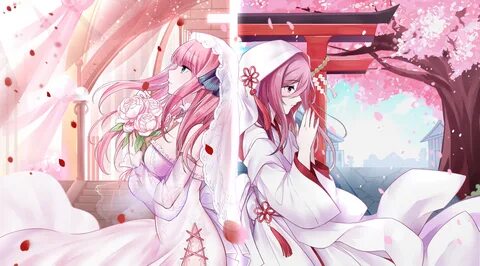 Wallpaper : 5 toubun no Hanayome, wedding dress, Sakura blos
