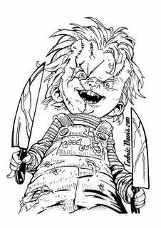 "Hi, I'm Chucky. Wanna play?" - Halloween Adult Coloring Pag