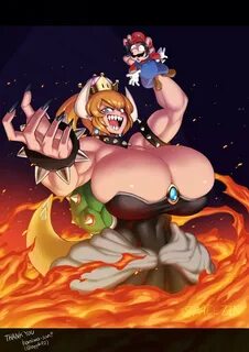 Bowsette grasps you in her enormous palm, squeezing your small body with he...