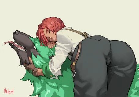 Safebooru - 1girl 1other ass closed eyes dark skin dark-skin