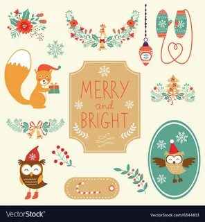 Cute christmas clipart collection Royalty Free Vector Image
