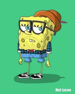 Famous Cartoons Reimagined As Hipsters Spongebob squarepants