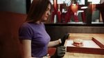 girl eat burger fast food restaurants: стоковое видео (без л