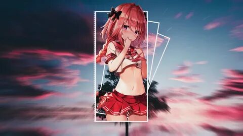 Picture In Picture Anime Astolfo Simple Background Red Skirt
