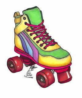 Neon clipart roller skate - Pencil and in color neon clipart