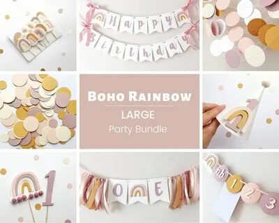 Бохо Радуга 1-й День рождения партии Bundle Etsy