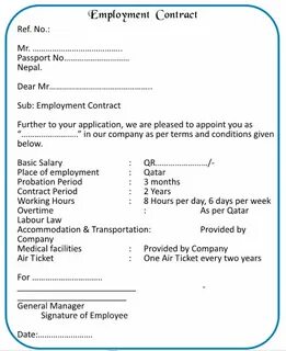 Employment Contract Agreement Sample - Free Printable Docume