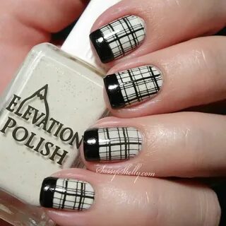 Digit-al Dozen DOES Black & White Day 3: French Tips & Plaid