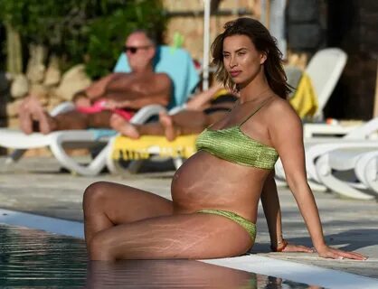 Pregnant FERNE MCCANN in Bikini at a Pool in Majorca 10/05/2