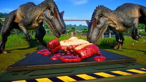 2 Allosaurus vs 2 Carnotaurus, 2 Carcha - Jurassic World Evo