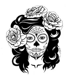 Skull Sugar Catrina Roses Skulls Mexican Clipart Drawing Col