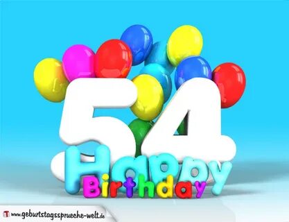54. Geburtstag Bild Happy Birthday mit Ballons - Geburtstags