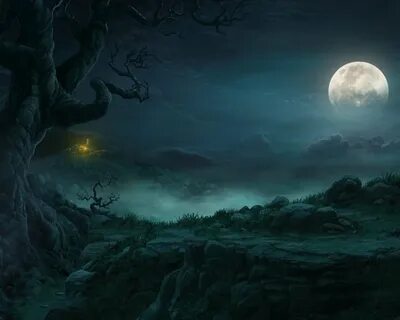 night, Moon, Mist, Digital, Art, Mystery, Fantasy Wallpapers