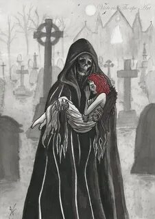 A5 Art Print Resurrection Grim Reaper and Fallen Angel Etsy