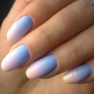 Blue purple and orange sunset skies ombre nails -The Best 12