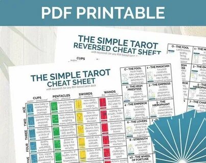 2-page Printed Tarot Cheat Sheet With Upright and Reversed E
