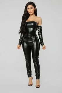 Soothe Faux Leather Jumpsuit - Black Sexy leather outfits, L