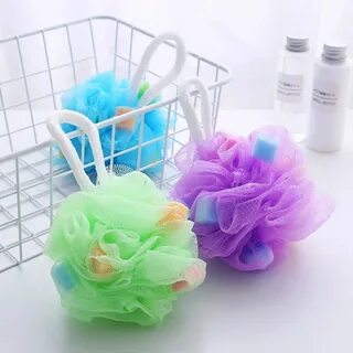 Home Bathroom Bath Sponge Mesh Exfoliating Shower Pouf Adult