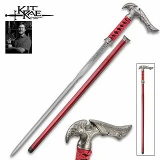 Kit Rae Axios Damascus Sword Cane Cane sword, Damascus sword