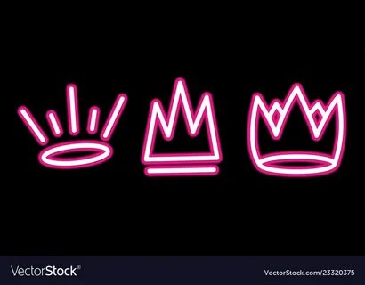 Neon crown graffiti set in pink over black Vector Image