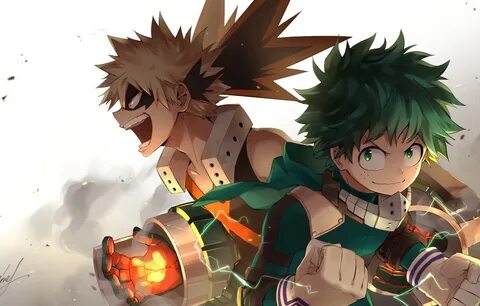 Обои Izuku Midoriya, Katsuki Bakugou, My Hero Academia, Boku