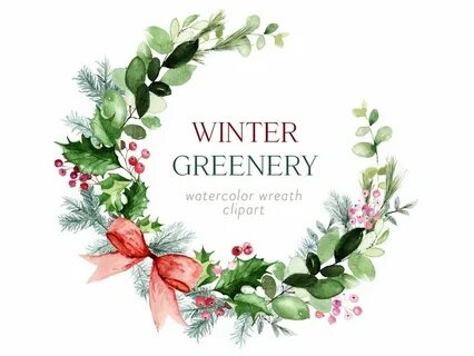 Winter Greenery Single Watercolour Wreath Clipart Winter Ets