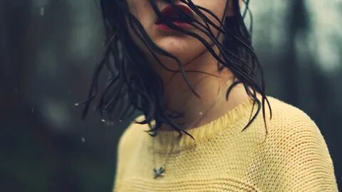 Mood girl brunette hair wet rain water wallpaper 1920x1080 1