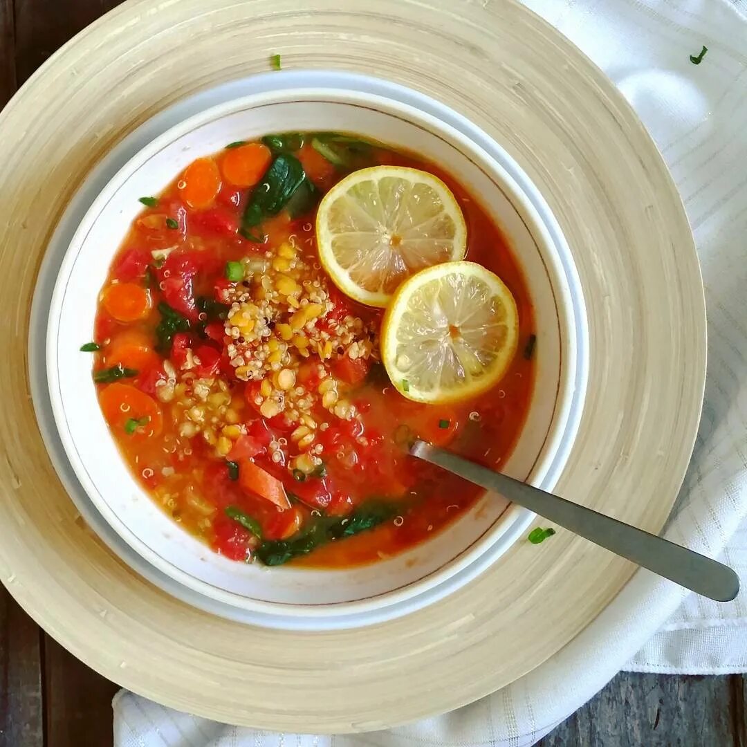 Dora в Instagram: "My version of the Panera Quinoa Lentil Broth Bowl Q...