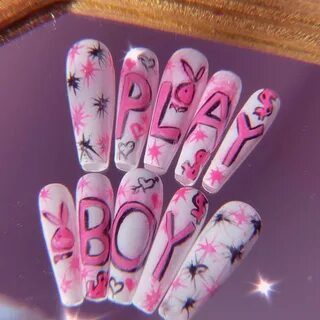 PRESS ON NAILS on Instagram: "Playboy Y2K freestyle 💗 ANGELF