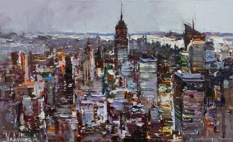 New York City - morning urban landscape painting - купить на