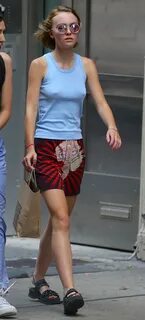 Lily Rose Depp in Red Mini Skirt -09 GotCeleb